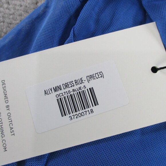 Outcast Ally Mini Dress Womens Small Blue Ruffle Long Sleeve NEW - Picture 6 of 11